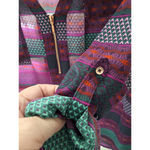 Candie's  Size XL Purple Multi Color Roll Tab Zip Front V-Neck Pocket Front Top Photo 4