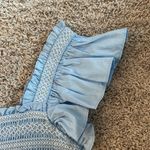 TCEC NWT  blue and white ruffle sleeve tank top Sz L Photo 3