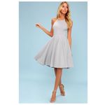 Lulus NWT Lulu’s Irresistible Charm Grey Fit & Flare MIDI A-Line Dress Photo 2