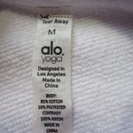 Alo Yoga NWT  Box Crop Hoodie Sweatshirt in White Beaded Sleeve M Photo 5