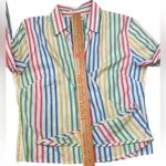 Talbots Vintage 90s  rainbow striped wrap Oxford top Photo 3