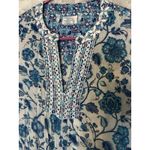 Sigrid Olsen Vtg Womens S Blue Floral Print Blouse with Embroidery Photo 2
