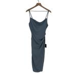 Lulus Hollywood Woman Dusty Blue Satin Midi Dress Size S Photo 2
