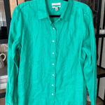 J.Crew  linen button down shirt kelly green long sleeve collar perfect vintage Photo 0