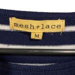 Mesh + Lace Navy Striped Rainbow Sequin Fun Vacay Destination Long Sleeve Top Size M Photo 4