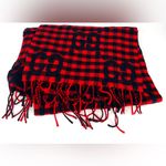Gucci  644365 Red Blue Wool Jacquard Check GG Diamcheck Logo UNISEX Fringe Scarf Photo 6