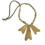 Vintage Carved Bone & Wood Boho Statement Necklace 21” Tribal Natural Earthy Brown Photo 1