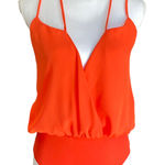 Charlotte Russe NWT Orange Wrap Bodysuit Size S Photo 0