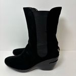 Cole Haan  Nike Air Mid‎ Calf Boots Shoes Black Suede Wedge Stretch Size 9.5B Photo 5