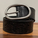 Fossil Vintage  Brown Tooled Leather Belt Cutouts Women’s Size Large Photo 0