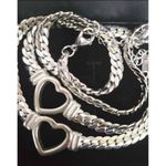 SILVER Plated snake Chain Heart Necklace Stainless Steel Womens Blue Photo 6
