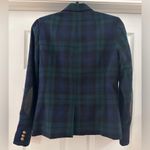 J.Crew Tartan Plaid Leather Elbow Patch Wool Blazer Blue Green Holiday sz 4 Photo 4