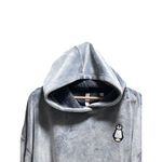 Joyspun Penguin Patch Cropped Teddy Hoodie Gray Size XL Cozy Winter Soft Casual Photo 5
