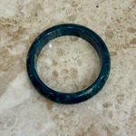 Vintage Blue Moon Green Yellow Marbled Bakelite Bangle Bracelet Photo 2