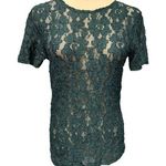 Victoria's Secret  Vintage Dark Forest Green Stretch Lace Top Short Sleeve Photo 0
