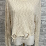 HAVANA Cream Textured Distressed Long Sleeve Top Photo 0