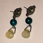 Elegant Silver Tone Yellow and Teal Beaded Boho Earrings Photo 4