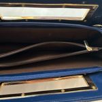 New Navy Textured Clutch Missing Gold Shoulder Strap Blue Photo 3