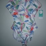 Oasis  M White Tropical One Piece Swim Suit New! Photo 2