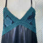 ZARA Dress Faux Leather Crochet Embroidered Slip Mini Black Green Size Small Photo 3