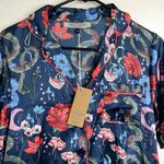 Their Nibs Pajama Top Womens Size Small Blue Multi Snakes Floral Satin NWT Photo 2