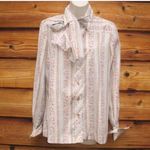 Vintage 70s Blue Pink Bow Top Blue Size L Photo 1