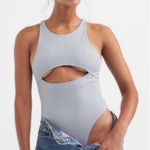 For Love & Lemons NWT  Rib Keyhole Bodysuit gray size small Photo 0