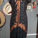 Black & Bronze Sequin Embellished Flutter Sleeve Midi Dress Photo 0
