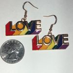 Colorful Rainbow Gold Tone Boho LOVE Earrings Red Photo 2