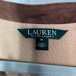 Ralph Lauren Lauren  Tan Brown Suede Trim V Neck Long Sleeve top Size Med Photo 9