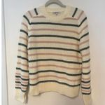 Madewell NWT  Cotton Crewneck Sweater in Stripe In Dark Loden Stripe Size S Photo 2