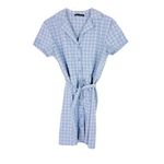 Brandy Melville  Blue Plaid Leanne Dress Flannel Short Sleeve One Size Fits Most Photo 1