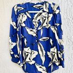 Veronica Beard  Milan Floral Print Silk V-Neck Top Blouse Blue Women's Size 6 Photo 1