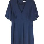 Amanda Uprichard  Mini Dress Flutter Sleeve V Neck Navy Blue S Photo 0