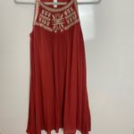 One the Land Embroidered Woven Tank Sleeveless Dress cutout tie back Size Small Red Photo 7