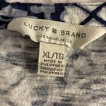 Lucky Brand Boho Navy Floral Border Print Tunic Top Size XL Photo 2