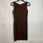 Liz Claiborne  Brown Embroidered Chiffon Shift Dress Sz 6 Vintage 90s Photo 5