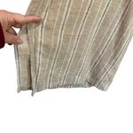 J.Jill  Tan Striped Linen Blend Split Hem Wide Leg Cropped Pants Size M Photo 4