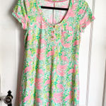 Lilly Pulitzer  Britton Flamingo Paisley Print Shirt Dress Pima Cotton Tropical S Photo 0