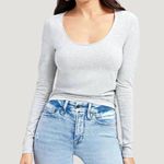 Good American Heather Grey Scoop Long Sleeve T-shirt Photo 0