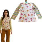 Fresh Produce 90s Y2K  Floral Stripe Long Sleeve Top‎ NWT SMALL Cotton DEADSTOCK Photo 3