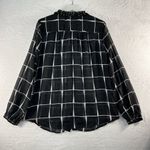 Who What Wear  Large Shirt Black Sheer Long Sleeve Button Up Tie Neck Blouse Top Photo 7