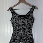 Papaya  Black Ivory Embroidered Tank Top M Made in USA Y2K Fitted Peplum Style Photo 2