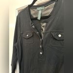 Lauren Ralph Lauren Shirt Dress Tie Belt Women’s Size Large L Solid Black Cotton Photo 1