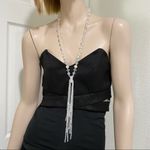 Clear Faceted Glass Crystal Bead Tassel Necklace Photo 1