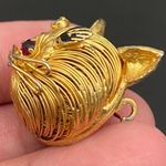 Head Vintage Unsigned Gold-tone Wired Cat CZ Stones Small Cat Brooch Photo 7
