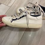 Tory Burch  White Leather and Navy Blue Trimmed Ruffle Sneaker, women’s size 9.5 Photo 4