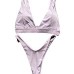 Lavender ribbed bikini, no brand tag, adjustable straps, removable padding, high cut bottoms Purple Size XL Photo 0