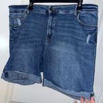 Kut From The Kloth  Distressed Blue Cuffed Denim Pocket Biker Thigh Shorts Sz 18W Photo 4