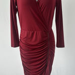 BCBG Max Azria Maroon Ruched Bodycon Dress, Sz S Sexy Cocktail (b22) Photo 0
